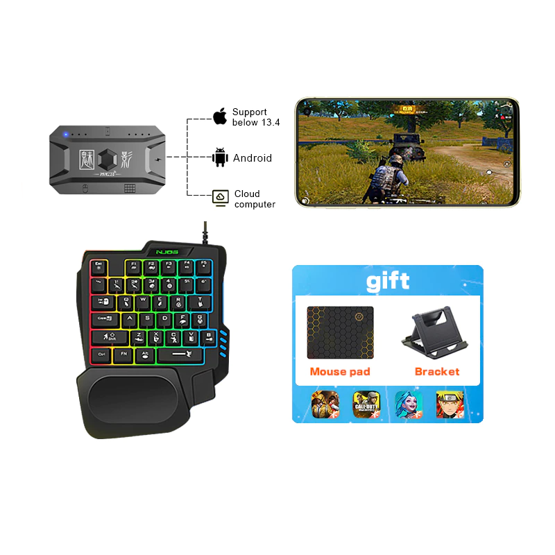 Gamepad 5 em 1 - Teclado para Jogo Móvel - Mouse e Conjunto de Teclado M1 Controlador