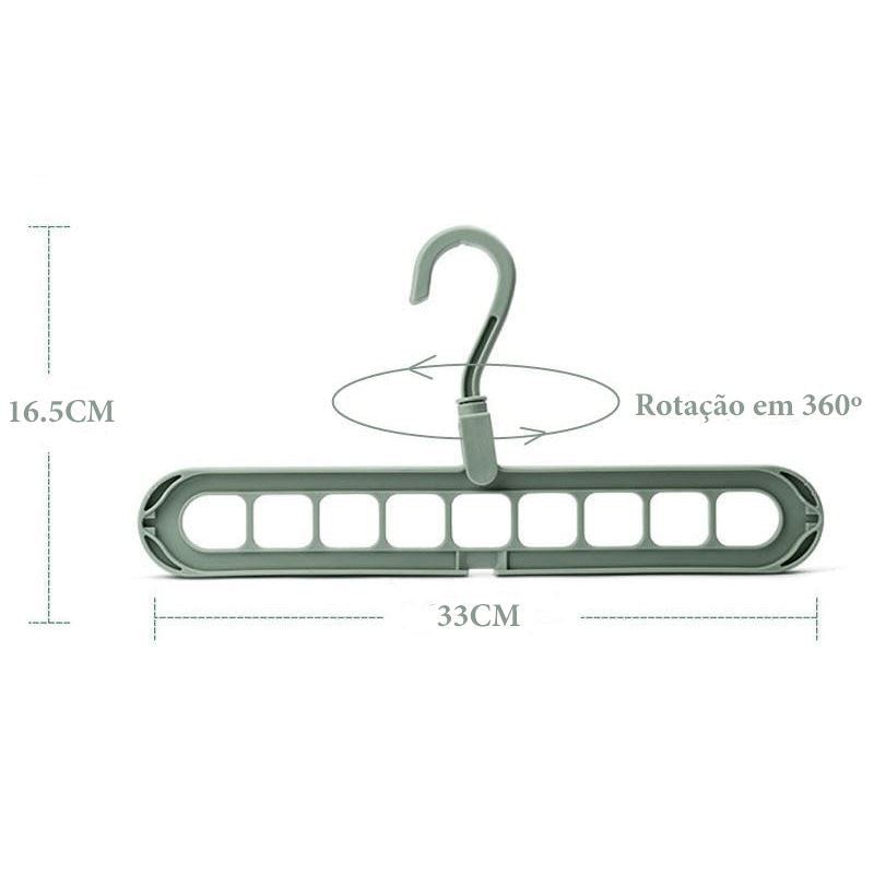 Cabide Mágico Multifuncional Clothing Organization - 9 em 1 - KIT com 3 Unidades