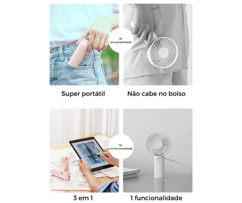 Bear Fun - Carregador de celular portátil com mini ventilador