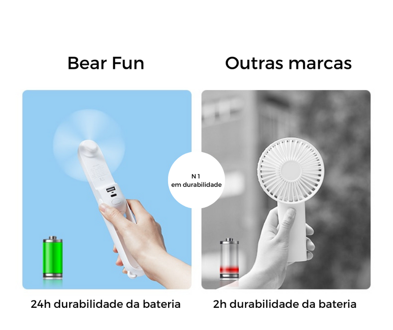 Bear Fun - Carregador de celular portátil com mini ventilador